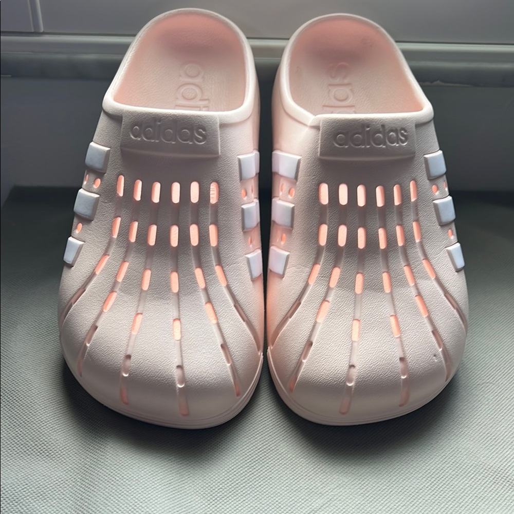 Adidas Pink and White Slippers with Ventilated Design - Picture 2 of 10
